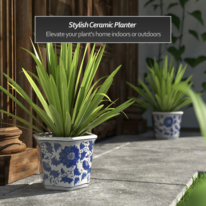 Ceramic Planter, 7" H x 10" W x 9" D