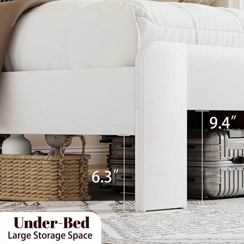 Cadre de lit, cadre de lit plateforme avec grand rangement sous le lit, Queen