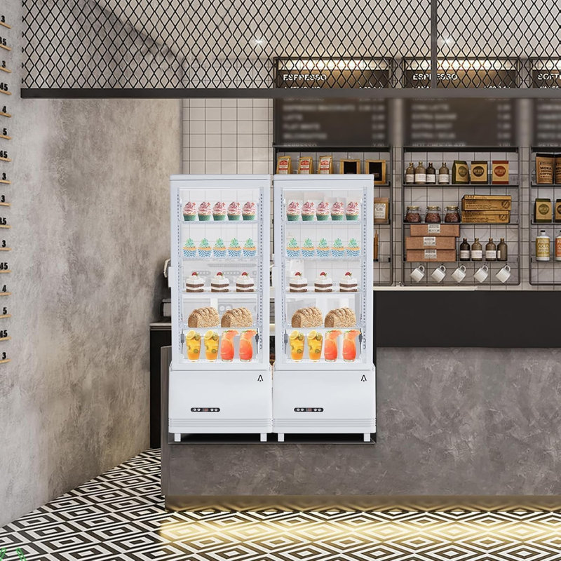 3.4 Cu Ft Commercial Cake Display Fridge, LED Pastry Case for Bakery Cafe, White
