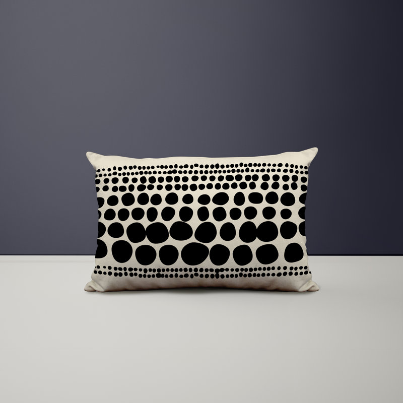 Ikom Polyester/Polyester Blend Lumbar Rectangular Indoor/Outdoor Pillow Cover & Insert, Black