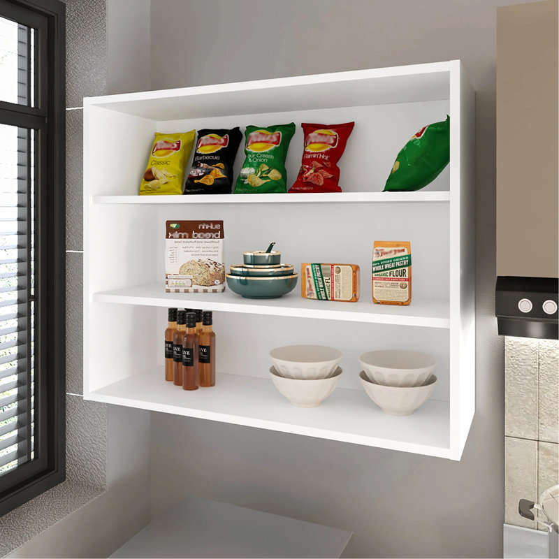 Modern Cabinet For Kitchen Essentials - 30"X36"X12", Particle Board, Scratch-, Fits Spices, Bowls, Jars, Saves Counter Space Wall Cabinet, White 30" Height X 36" Width 12" Depth, Scratch- , Space,