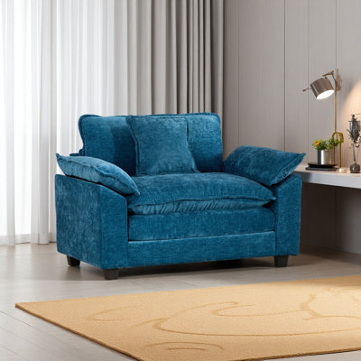 Cloud Sofa Single Seat, Modern Sectional Couch, For Living Room Bedroom And Apartment, Comfy Double Layer Upholstered Seat Cushion, Breathable Chenille Fabric