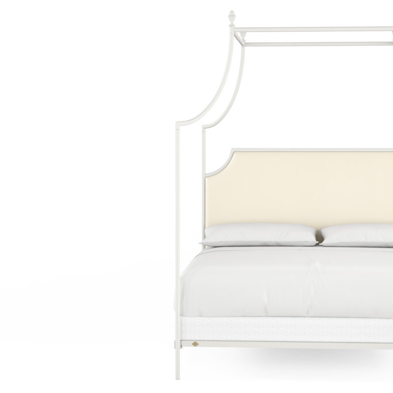 337 Flying Arch Canopy Bed | Complete Canopy, King, Matte White/Beige
