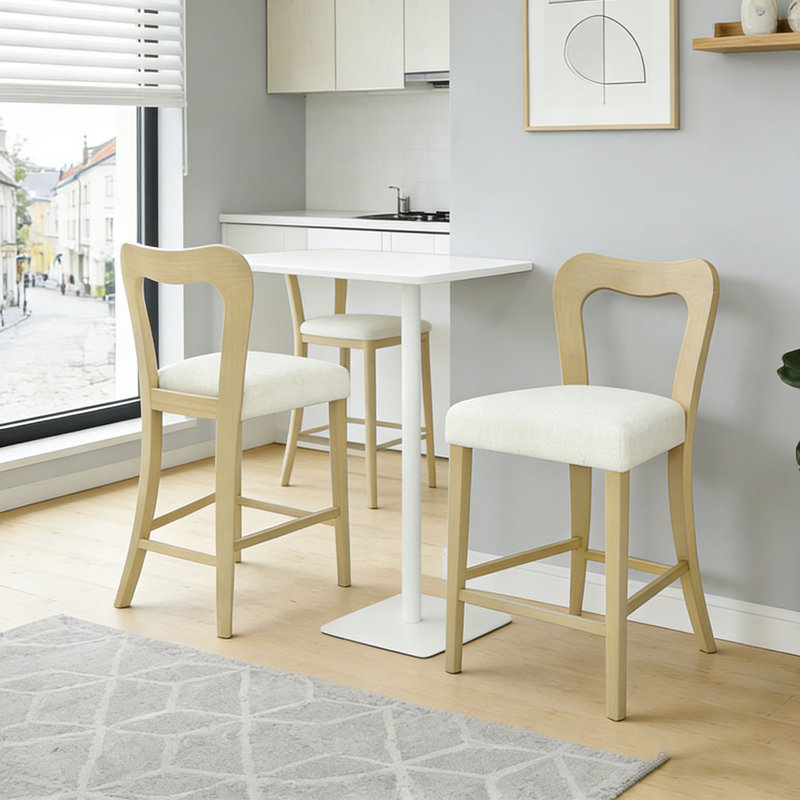 Ensemble de tabouret de comptoir, Beige, Cendre naturelle