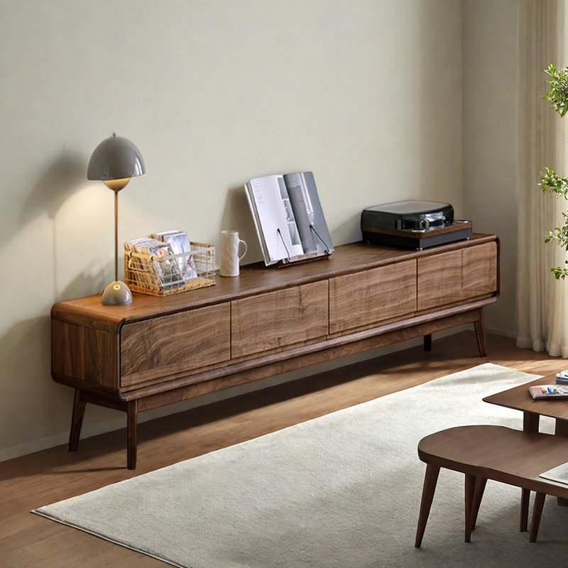 Meuble télé moderne et minimaliste en bois massif, H 15,7 po x L 70,9 po x l 15,7 po