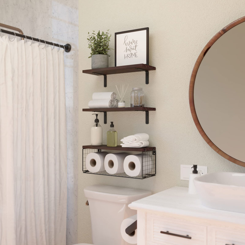 Cantura 3 Piece Floating Shelf, Rustic Brown