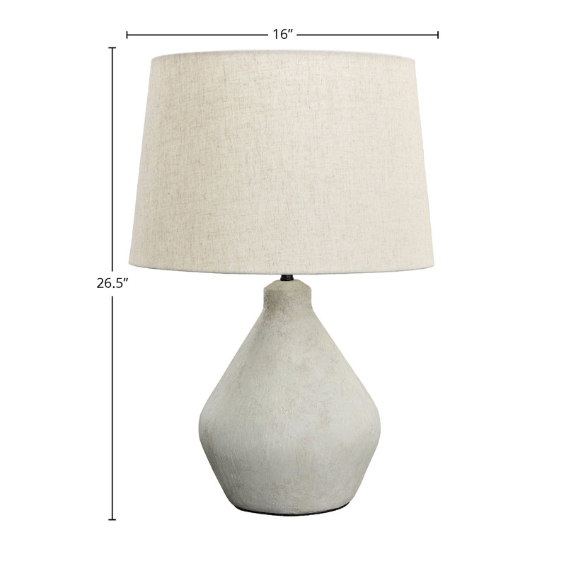 Lampe de table haute en béton 27 po avec abat-jour en lin Kennsie, gris clair Kennsie