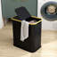 HOMCOM Double Laundry Basket with Lid 80L Collapsible Groove Handles Black