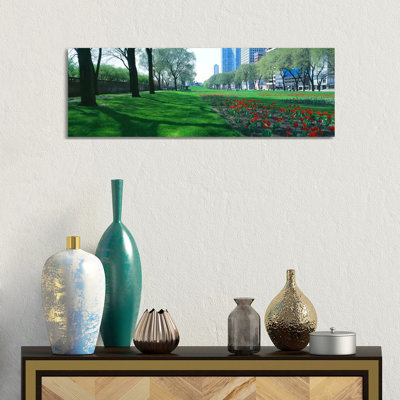 Public Gardens, Loop, Cityscape, Grant Park, Chicago, Illinois, USA by Panoramic Images - Wrapped Canvas Panoramic Print