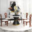 Table de salle à manger moderne à 6 sièges en pierre frittée avec plateau rotatif, chaises de salle à manger modernes en forme de clé-946684025