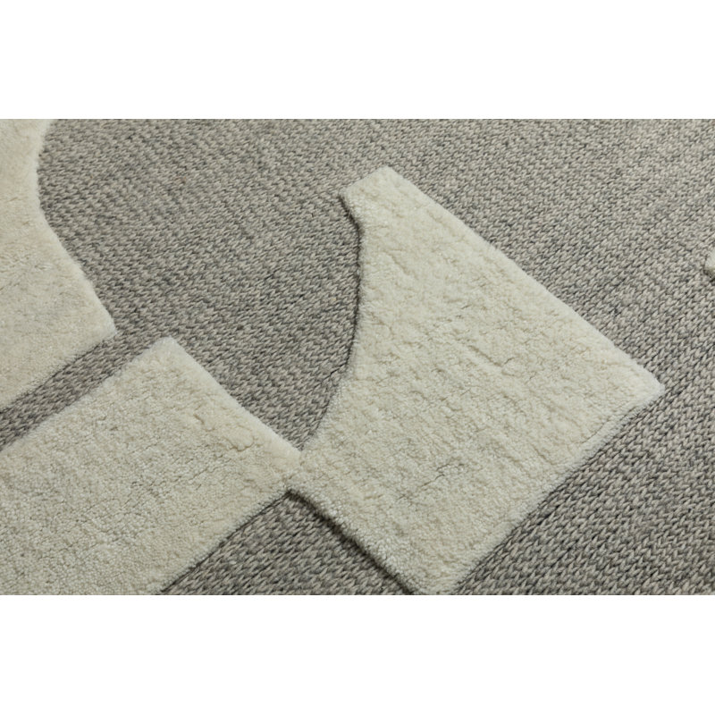Tapis ivoire et naturel en laine touffeté à la main Ella Millie, Rectangulaire 8 pi x 10 pi