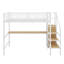 Lit mezzanine double en métal avec bureau, garde-robe et lumière DEL-1391901463