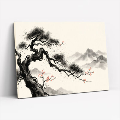 Ensemble de 1 tableau sur toile représentant un pin des montagnes
