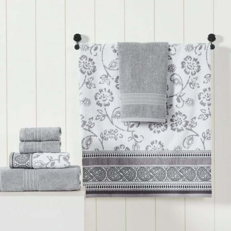 Ensemble de 6 serviettes pour salle de bain en coton