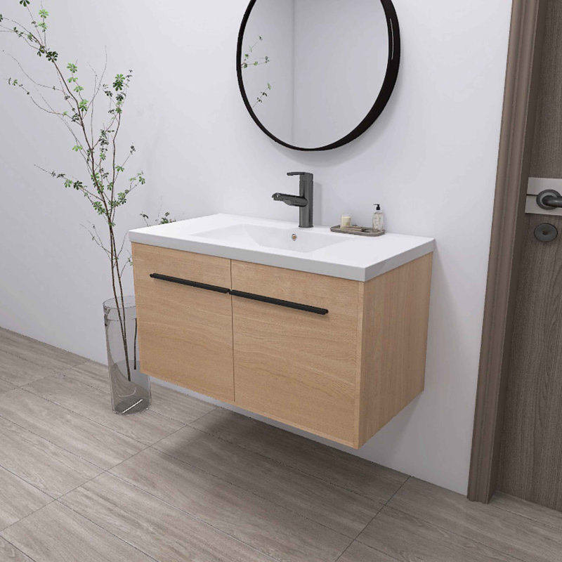 Meuble-lavabo simple 36 po avec plateau en résine Mahe, Beige, 36"
