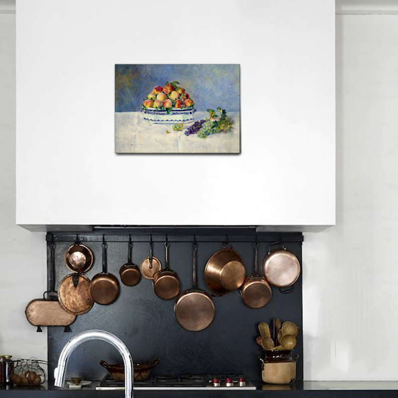 Still Life With Peaches And Grapes by Pierre Auguste Renoir - Wrapped Canvas Painting, 45cm H x 65cm W