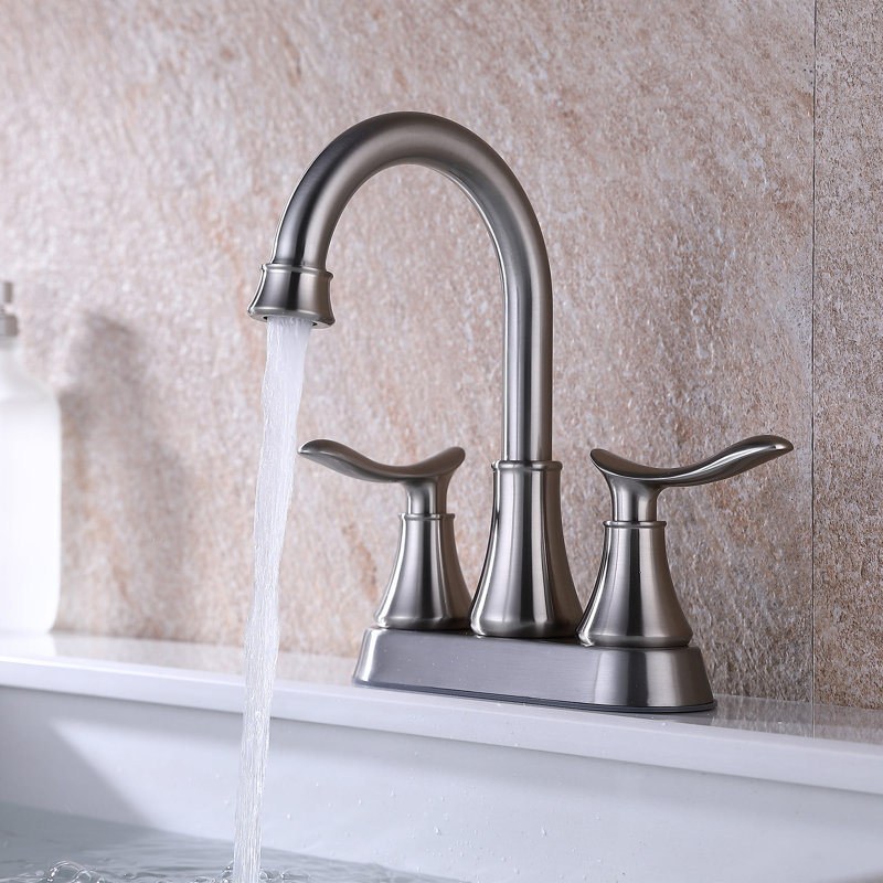 Robinet de salle de bain à ensemble central avec bonde, Nickel brossé