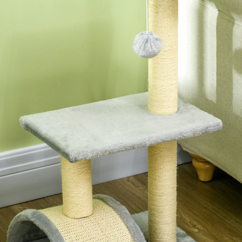 72cm Cat Tree Tower with Scratching Post Perch Indoor, Grey