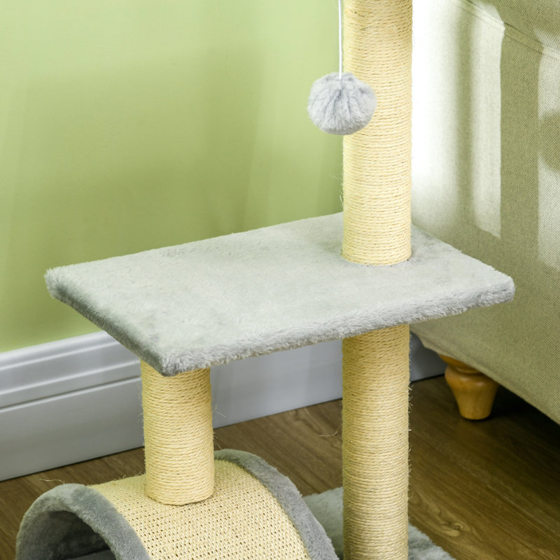 Tour à chat 28 po avec poteau à griffer en sisal 28 po, Gris clair