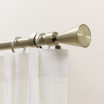 Adjustable Metal Single Curtain Rod ,1" Diameter,Antique Brass