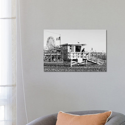 Black California Series - Pacific Park Lifeguard Tower 1 Piece Wrapped Canvas Wall Art