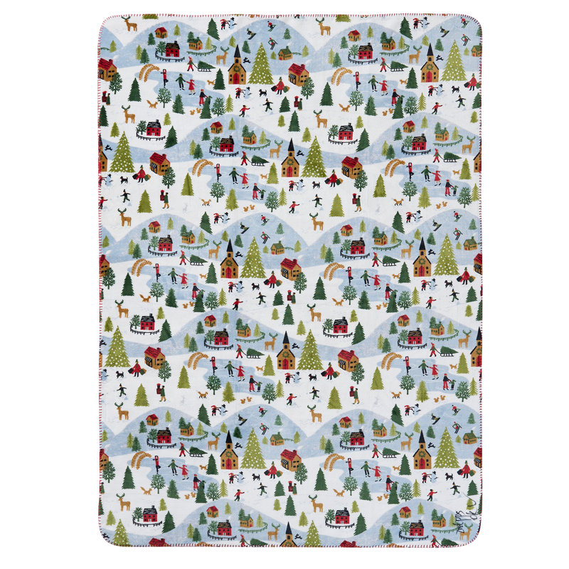 Hallmark Frostvale Reversible Plush Holiday Throw, 50" x 70"