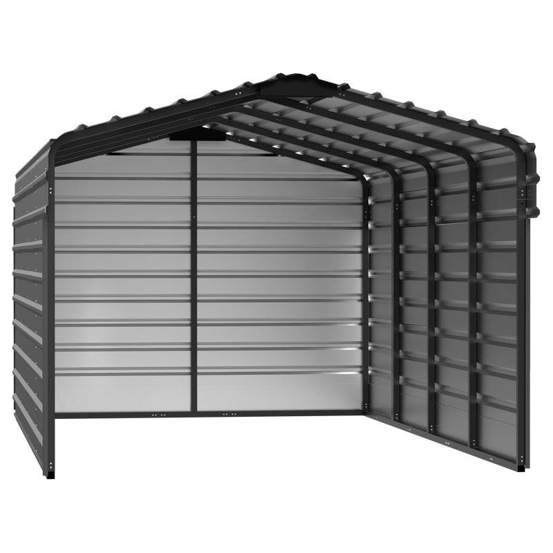 Abri d'auto en acier avec 3 ensembles muraux, 10X20X07, Gris