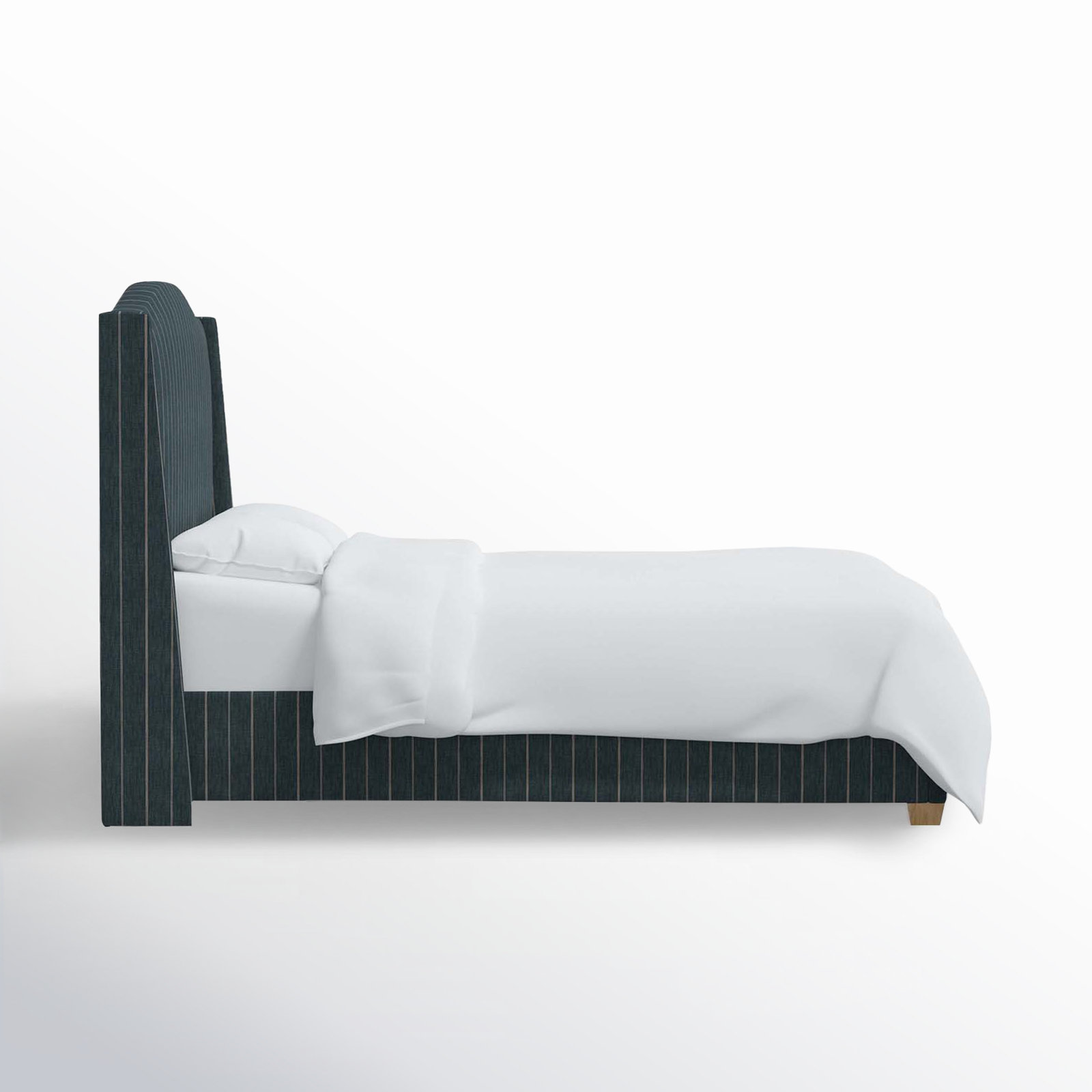 Hagerman Upholstered Wingback Bed, Twin, Fritz Indigo Stripe