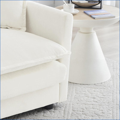 Sofas 2-Piece Loveseat &amp; Chair Set for Living Room Bedroom | Solid Wood Frame | Snow White Chenille