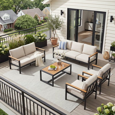 7-Piece Outdoor Patio Conversation Set with Deep Seating & Heavy-Duty Steel Frame