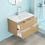Meuble-lavabo mural moderne de 32 pouces avec lavabo en céramique, conception en bois massif, idéal pour les petits espaces