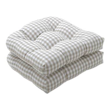 Black Buffalo Check Wicker Seat Cushions, Set of 2