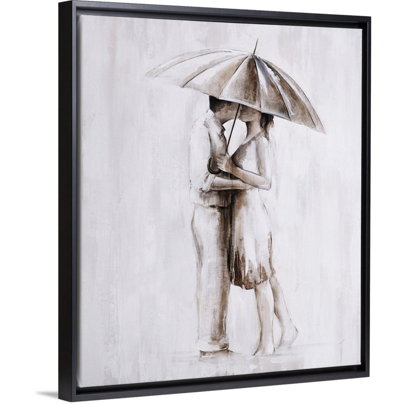 «Springtime Stroll», peinture sur toile, H 25,7 po x l 21,7 po x P 1,75 po, Cadre flottant noir