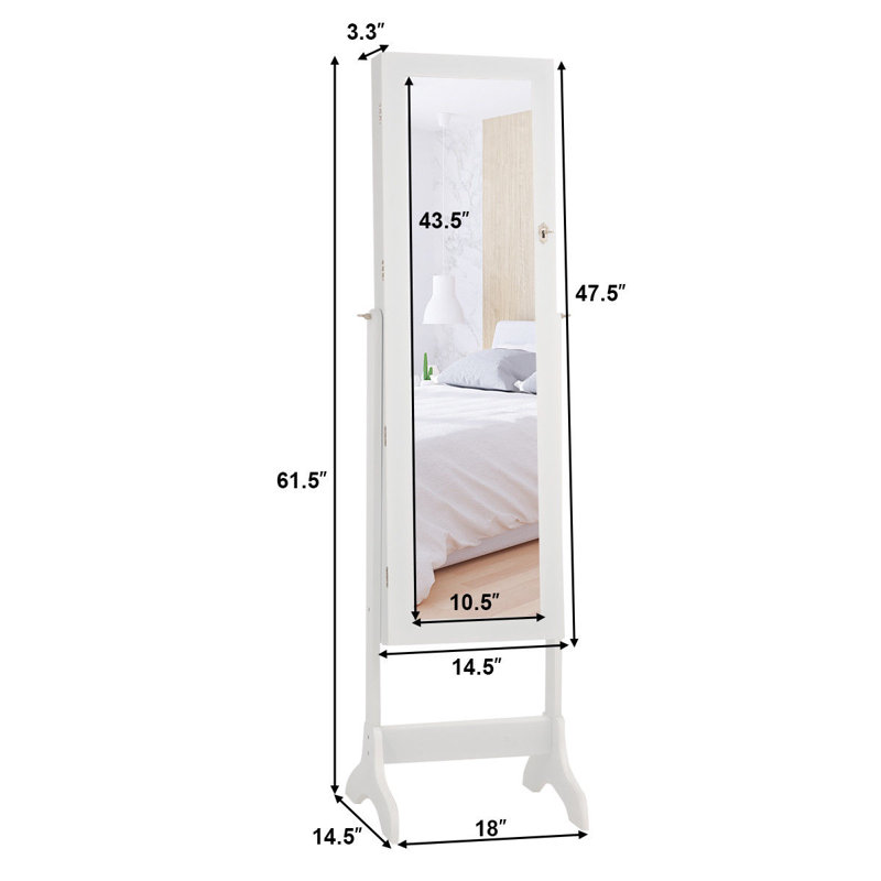 Armoire à bijoux avec miroir Mynatt, blanc