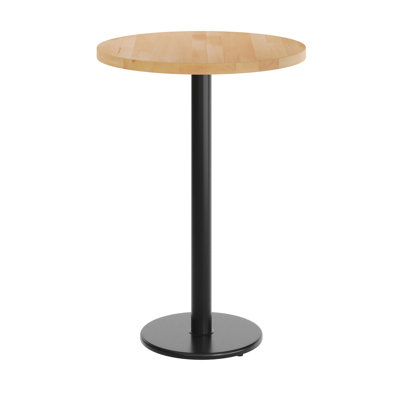 Round Solid Wood Commercial Tabletop with Round Bar Height Base