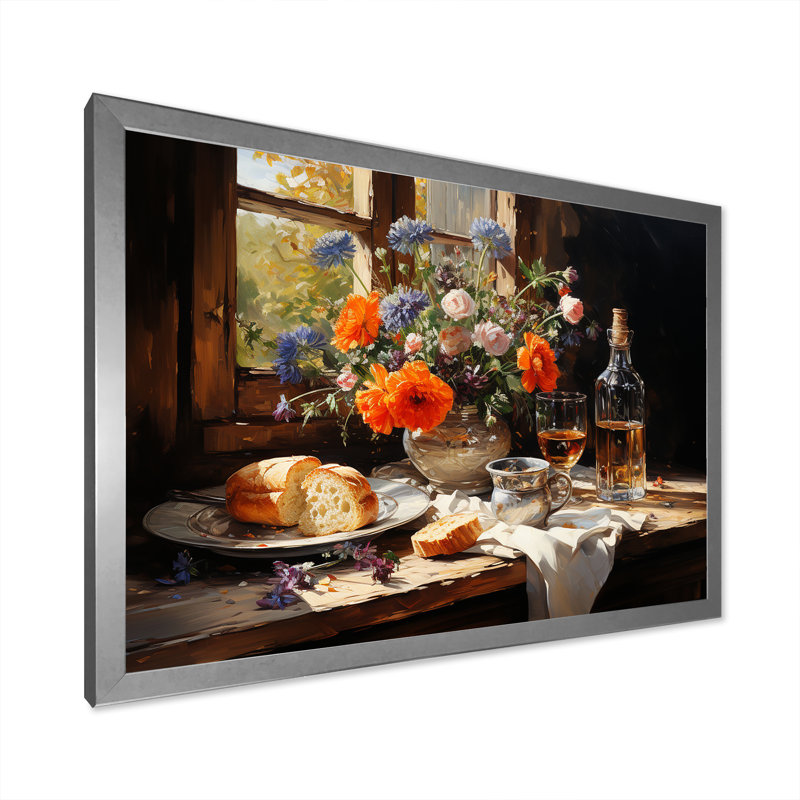 Banquet rustique en France, Cadre simple argenté, H 34 po x l 44 po x P 1,5 po