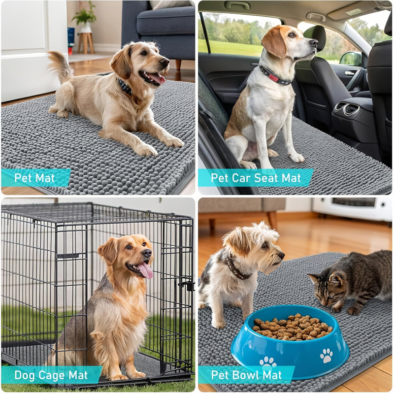 Tapis de porte absorbant en chenille, 51 x 76 cm, tapis de bain doux en microfibre pour entrée, cuisine, salle de bain et animaux de compagnie, lavable à la machine, antidérapant, idéal pour les pattes boueuses.