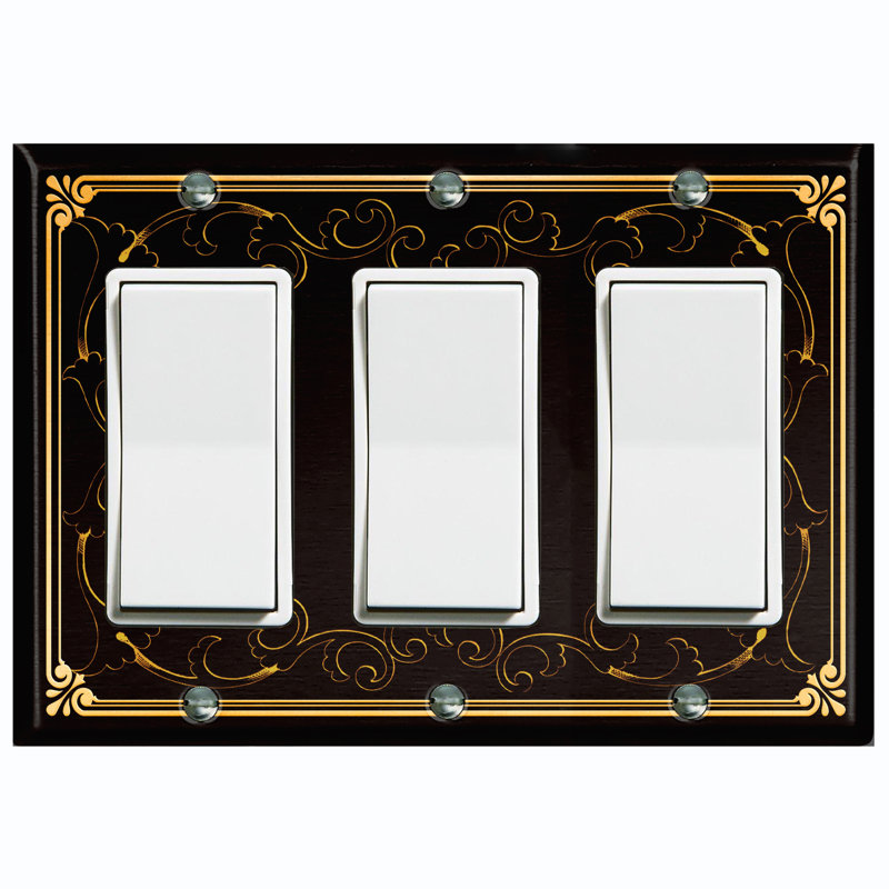 Patterned 3 - Gang Toggle Light Switch Standard Wall Plate