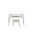 Coiffeuse moderne blanche avec tabouret, placage en peuplier, miroir ouvrant, pieds originaux, plateau supérieur pour chambre à coucher. Tabouret classique de style contemporain, blanc, contreplaqué, tiroirs, assise rembourrée.