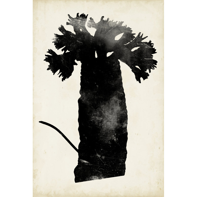 Fern Silhouette II - Painting on Canvas, 91 cm H x 61 cm W, Black Floater Frame