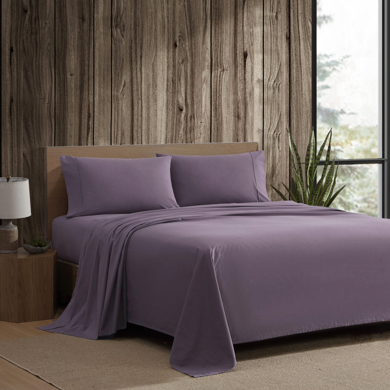 Ensemble de draps en coton percale Eddie Bauer, Mauve, Ensemble de draps pour lit double + un drap-housse