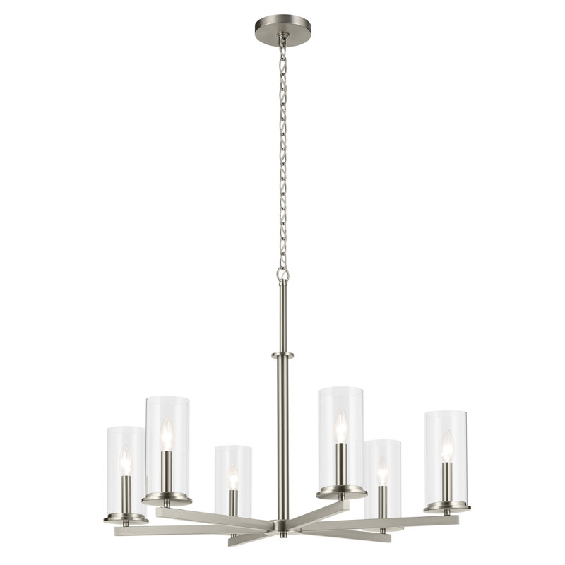Lustre 6 lumières 21,75 "21,75", Nickel brossé