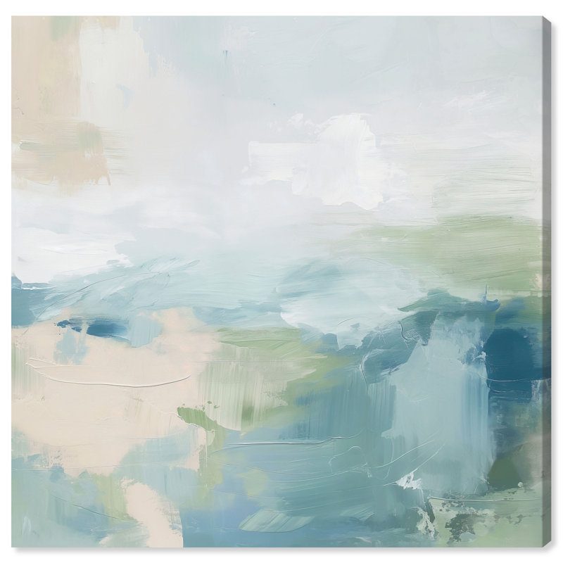 Turquoise Echoes I Canvas Abstract Print by Oliver Gal, Black Frame, 12 x 12, 40"H x 40"W, Canvas Unframed