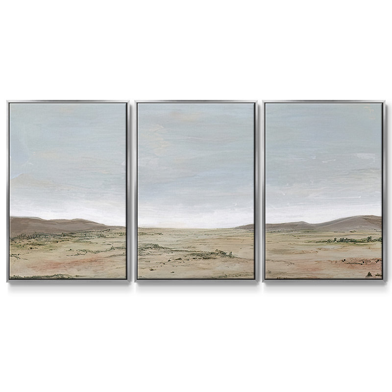 Arid Vista II - 3 pièces, reproduction sur toile, H 40 po x l 78 po x P 2 po, Argenté