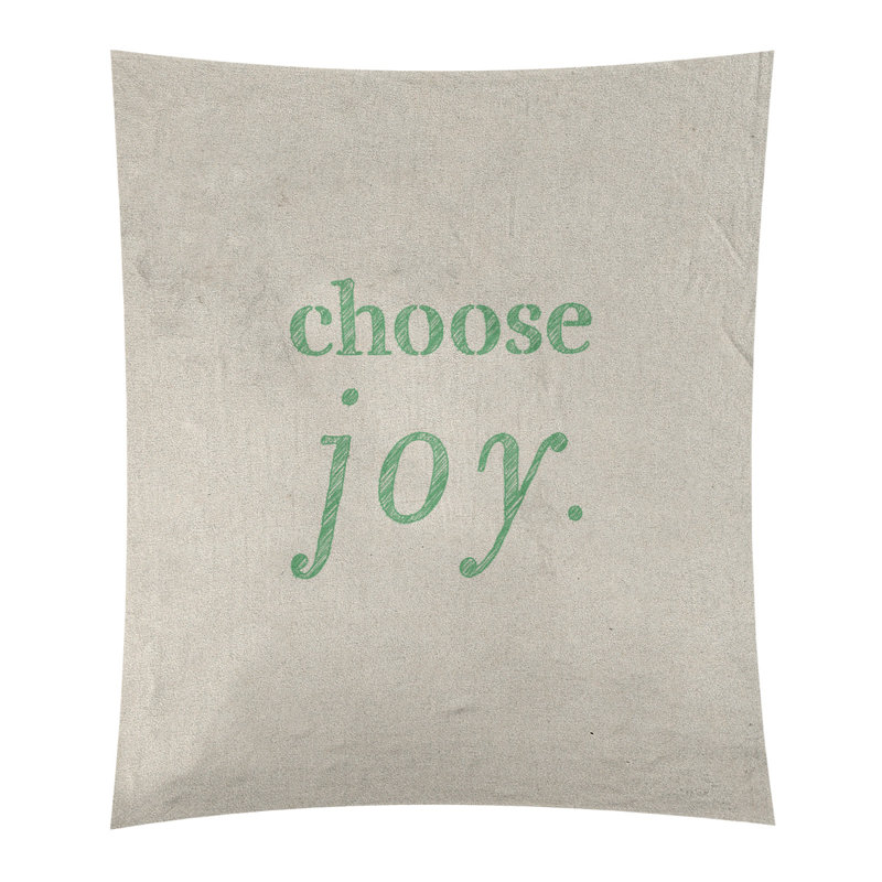 Tapisserie de polyester, choisir la joie citation, H 80 po x l 68 po, Blanc / Vert