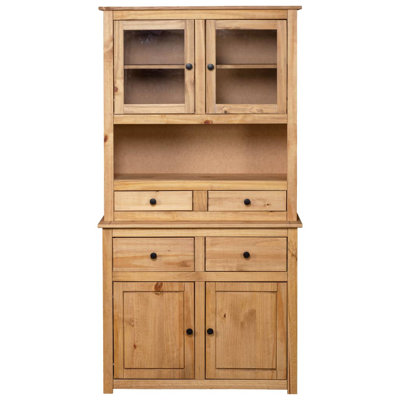 Cabinet Wooden Display Case Storage Cabinet Solid Pine Panama Range by Red Barrel Studio