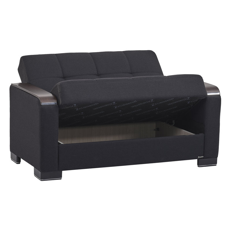 Annalice 65 in. Fabric 2-Seater 3-in-1 Sleeper Loveseat Sofa Bed with Storage, Firm Seat Cushion, Chenille Dark Blue