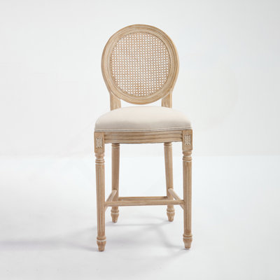 Ensemble de 2 chaises de salle à manger French Country, chaises rembourrées avec dossier rond en rotin naturel, techniques de tréfilage et de sculpture, démontables, pour le salon, la cuisine, beige