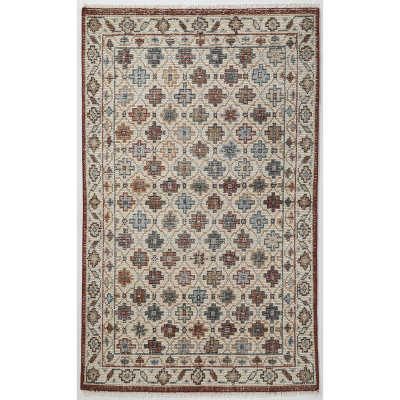 Tapis d'intérieur en laine noué à la main Dahlia, Rectangle de 5 pi x 8 pi