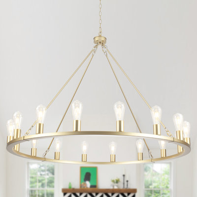Luminaire de style chandelier de style campagnard rond à 16 lumières de 31 pouces avec ampoule E26